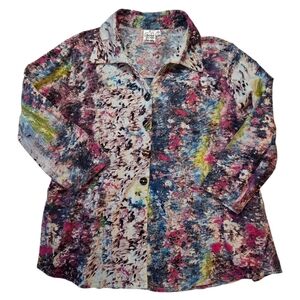 Parsley & Sage Colorful Button Down Blazer 1X 100% Cotton